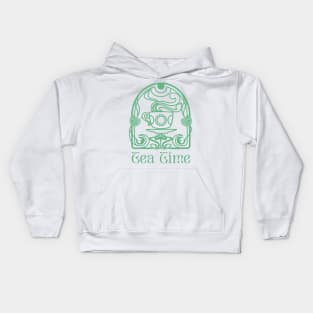 Tea Time - Art Nouveau Tea cup Kids Hoodie